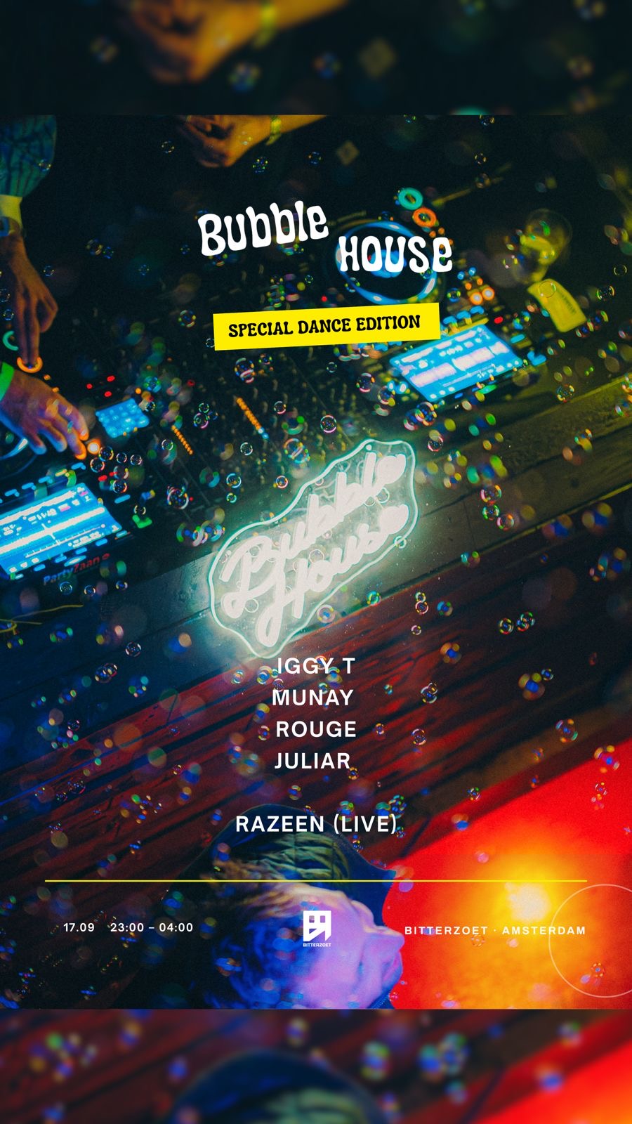 Originele Bubble House-poster met Iggy T, MUNAY, Rouge, JULIAR en RAZEEN live